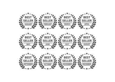 Ayın en çok satan ödülü seti. Vektör logo şablonu