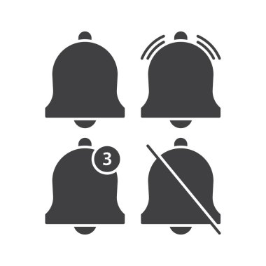 Tebligat seti, zil, alarm. Vektör simgesi şablonu