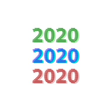 Mutlu yıllar 2020 renk seti. Vektör logo şablonu