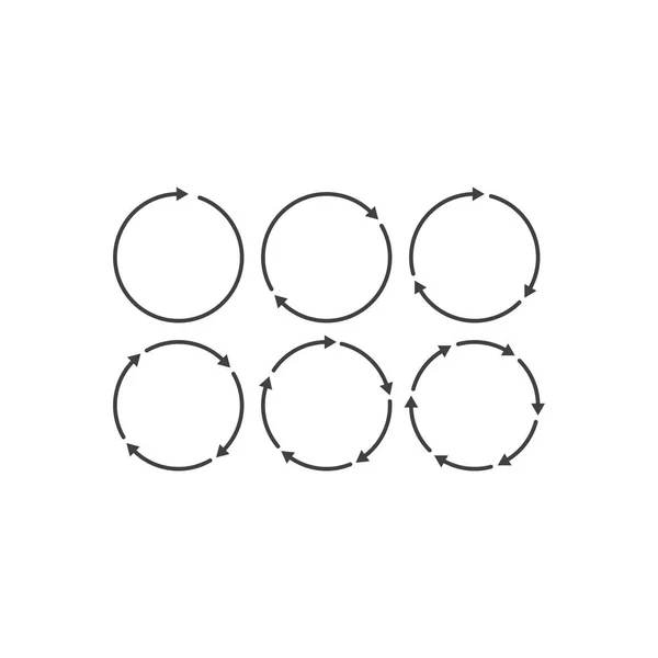 Uppsättning Repetitiva Cirkulär Återvinning Upprepa Rotation Process Pil Vektor Ikon — Stock vektor