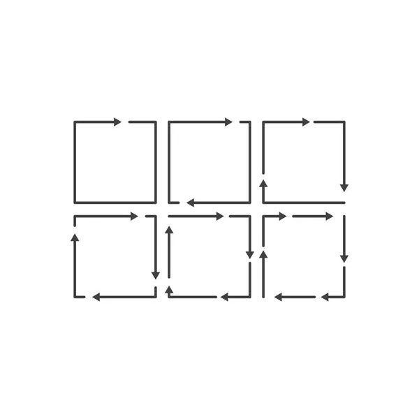 Conjunto Repetitivo Cuadrado Reciclar Repetir Rotación Flecha Proceso Plantilla Icono — Archivo Imágenes Vectoriales
