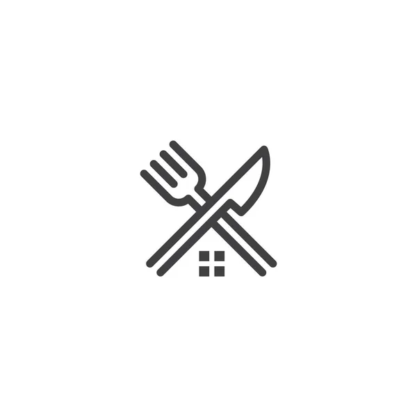 Restaurante Casa Comida Tenedor Cuchillo Vector Logotipo Icono Plantilla — Archivo Imágenes Vectoriales