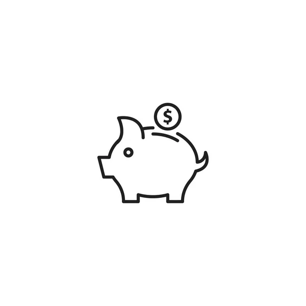 Piggy Vector Icono Orilla — Vector de stock
