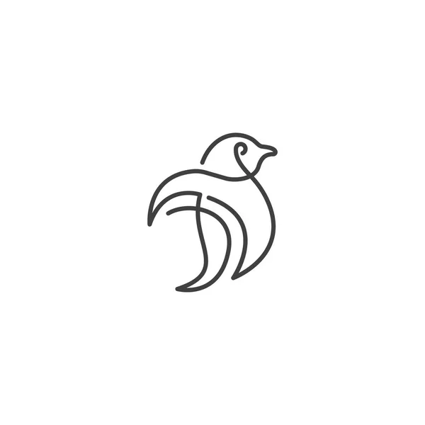 Penguin Monoline Icon Logo Vector — Stock Vector