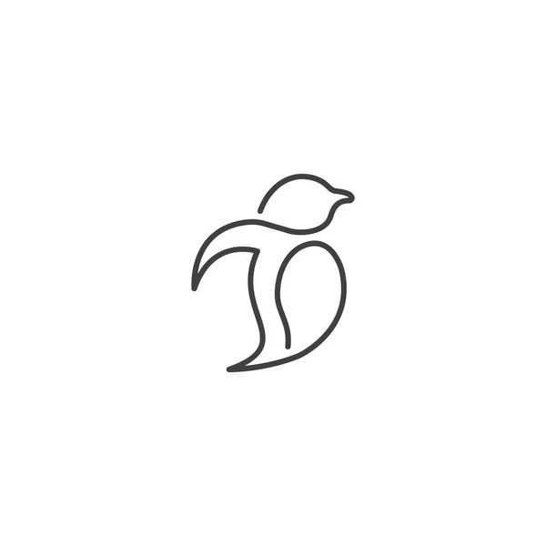 Pingouin Une Ligne Modèle Icône Logo Vectoriel — Image vectorielle