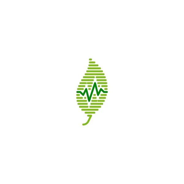 Onda Sonora Natural Pulso Hoja Vector Logotipo Icono Plantilla — Vector de stock