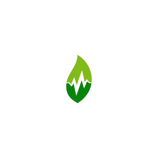 Naturens Ljudvåg Bladpuls Vektor Logotyp Ikon Mall — Stock vektor