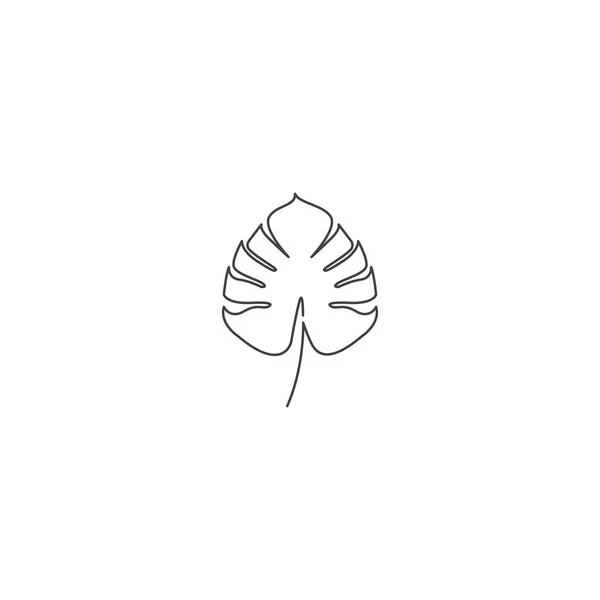 Monstera Blad Tropische Bladeren Lijn Kunst Vector Logo Pictogram Sjabloon — Stockvector