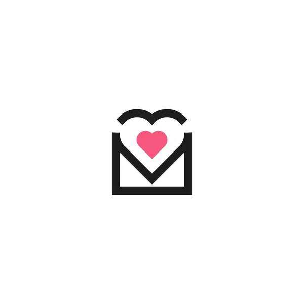 Mensaje Amor Corazón Sobre Vector Logotipo Icono Plantilla — Archivo Imágenes Vectoriales