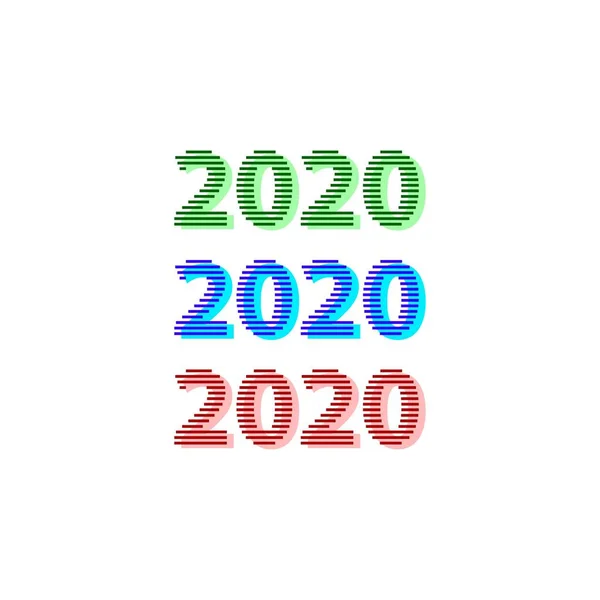 Šťastný Nový Rok 2020 Barevný Set Šablona Ikon Loga Vektoru — Stockový vektor