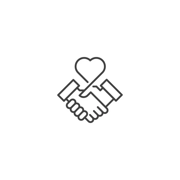 Corazón Apretón Manos Trato Amor Vector Logotipo Icono Plantilla — Archivo Imágenes Vectoriales