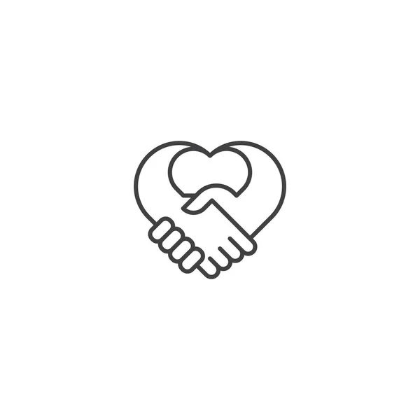 Handshake Heart Love Deal Vector Logo Icon Template — Stock Vector