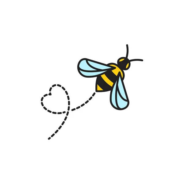 Flying Bee Love Vector Logo Icon Template — Stock Vector