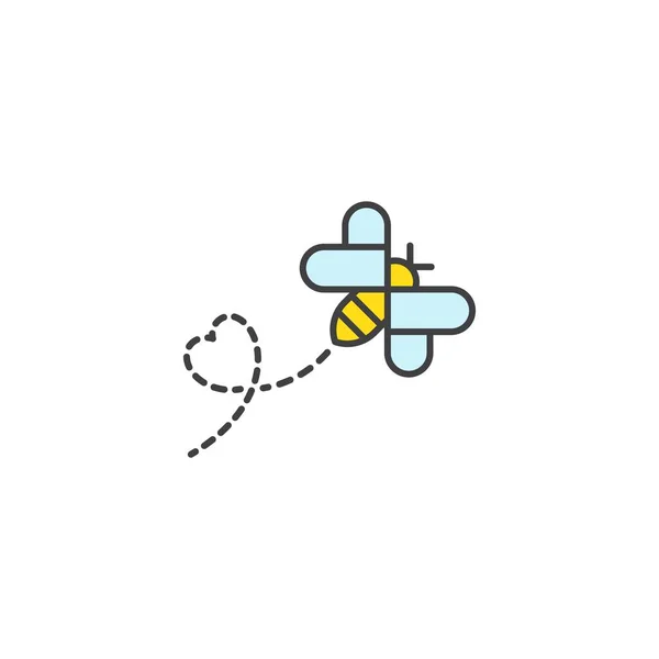 Amour Des Abeilles Volantes Modèle Icône Logo Vectoriel — Image vectorielle
