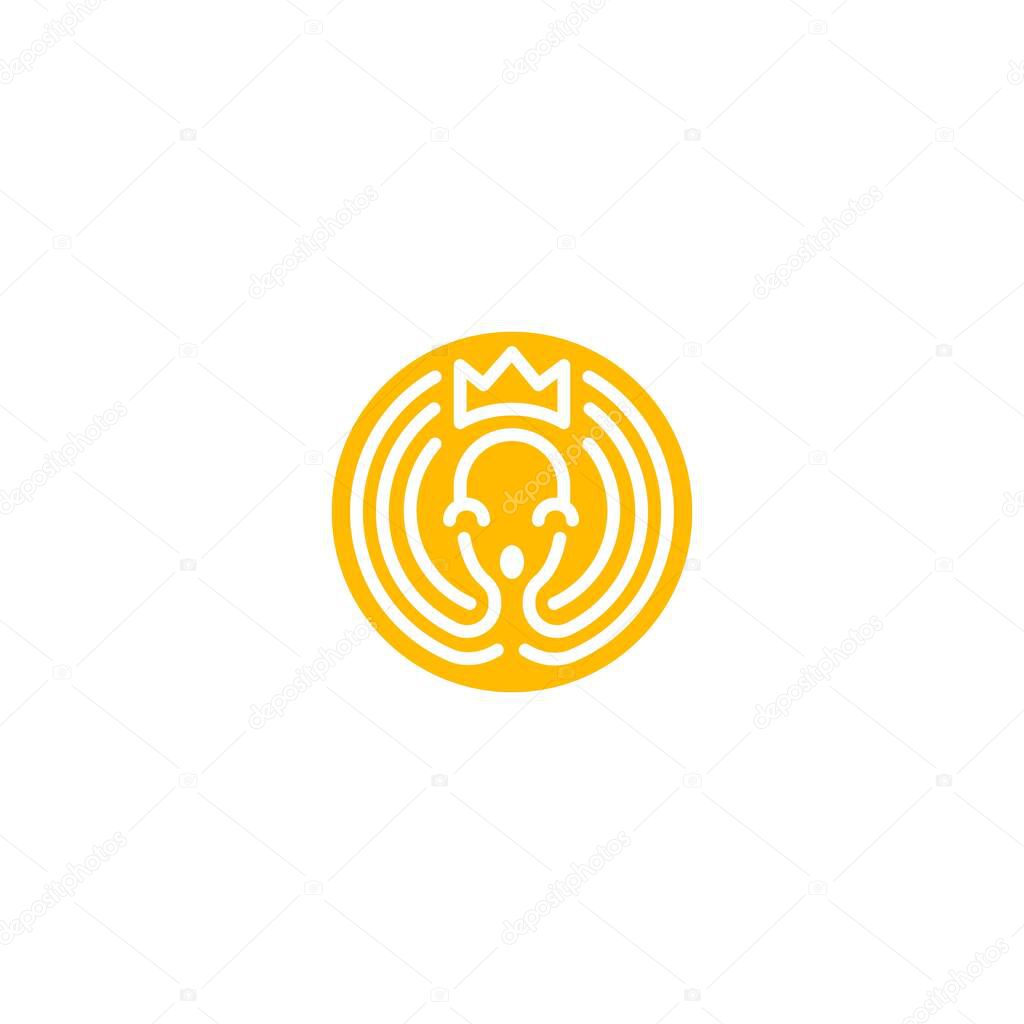Octopus king, Kraken vector logo icon template