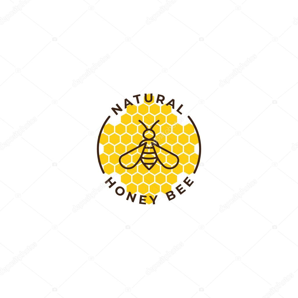 Natural honey bee label. Vector logo icon template