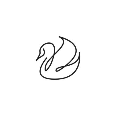 Kuğu ördeği bir çizgi. Vektör logo şablonu