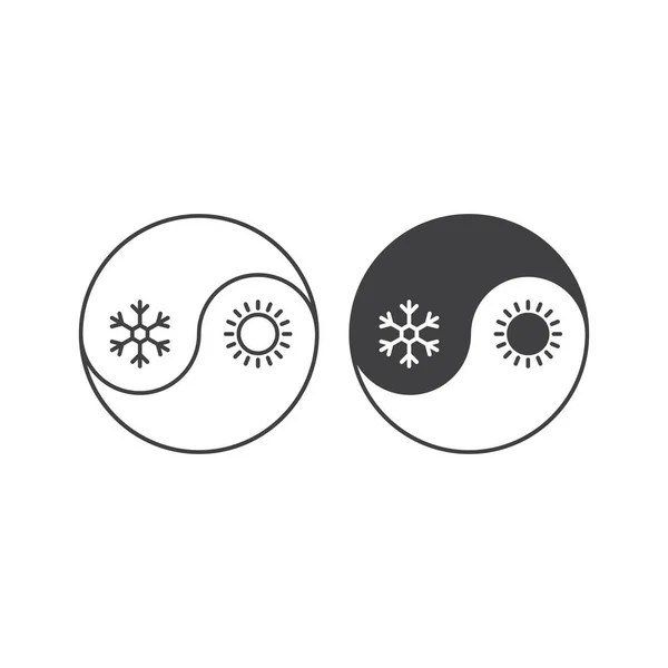 Koel Heet Yin Yang Template Voor Vectorpictogrammen — Stockvector