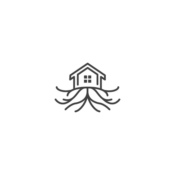 Maison Des Arbres Maison Des Racines Modèle Icône Logo Vectoriel — Image vectorielle