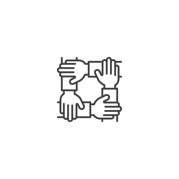 Travail Équipe Quatre Mains Affaires Unité Modèle Icône Vectorielle — Image vectorielle