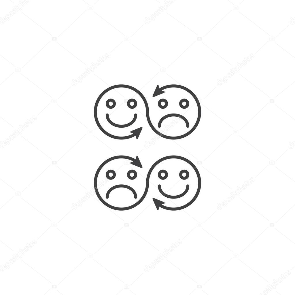Changing emotions, moody, mood booster. Vector icon template