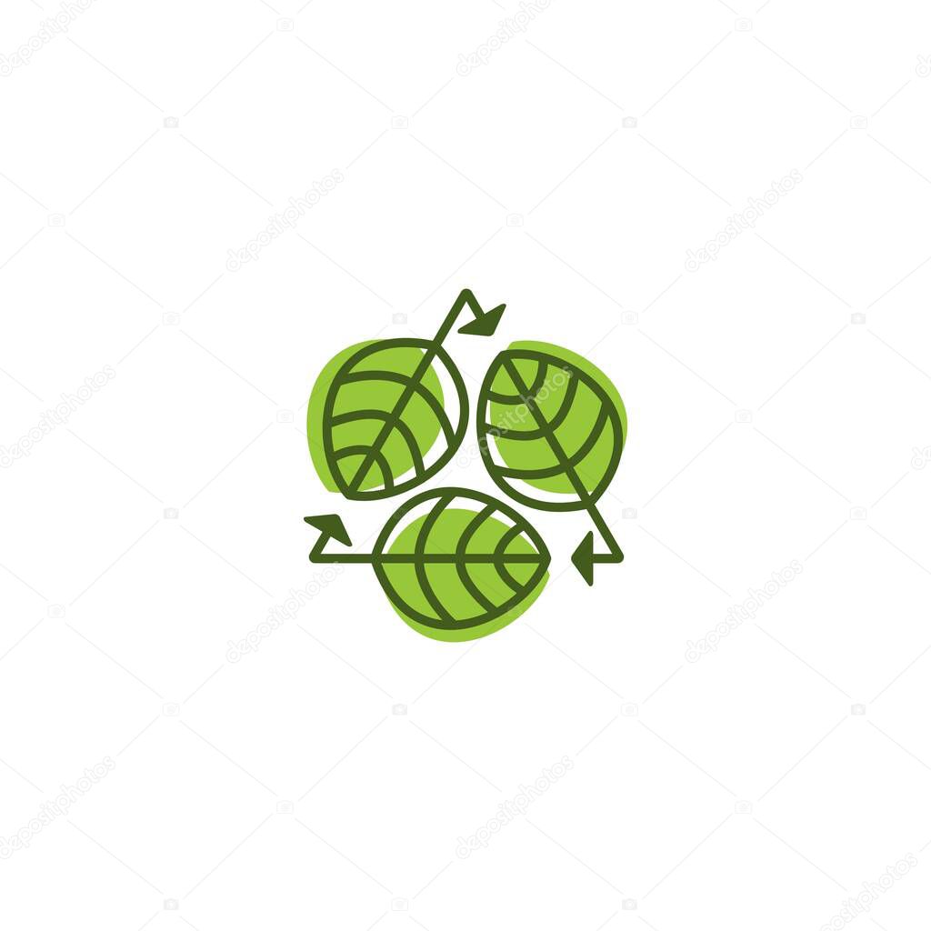 Zero waste, leaf recycle. Vector icon template