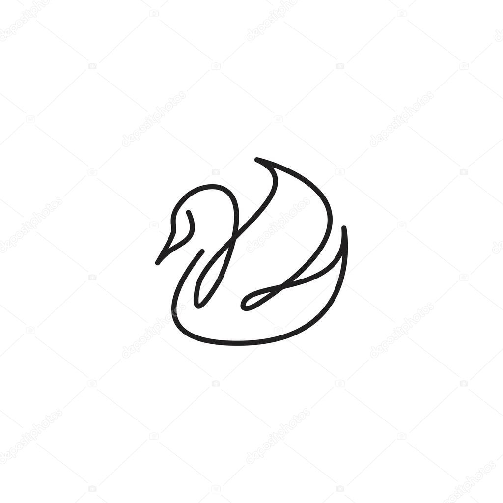 Swan duck one line. Vector logo icon template
