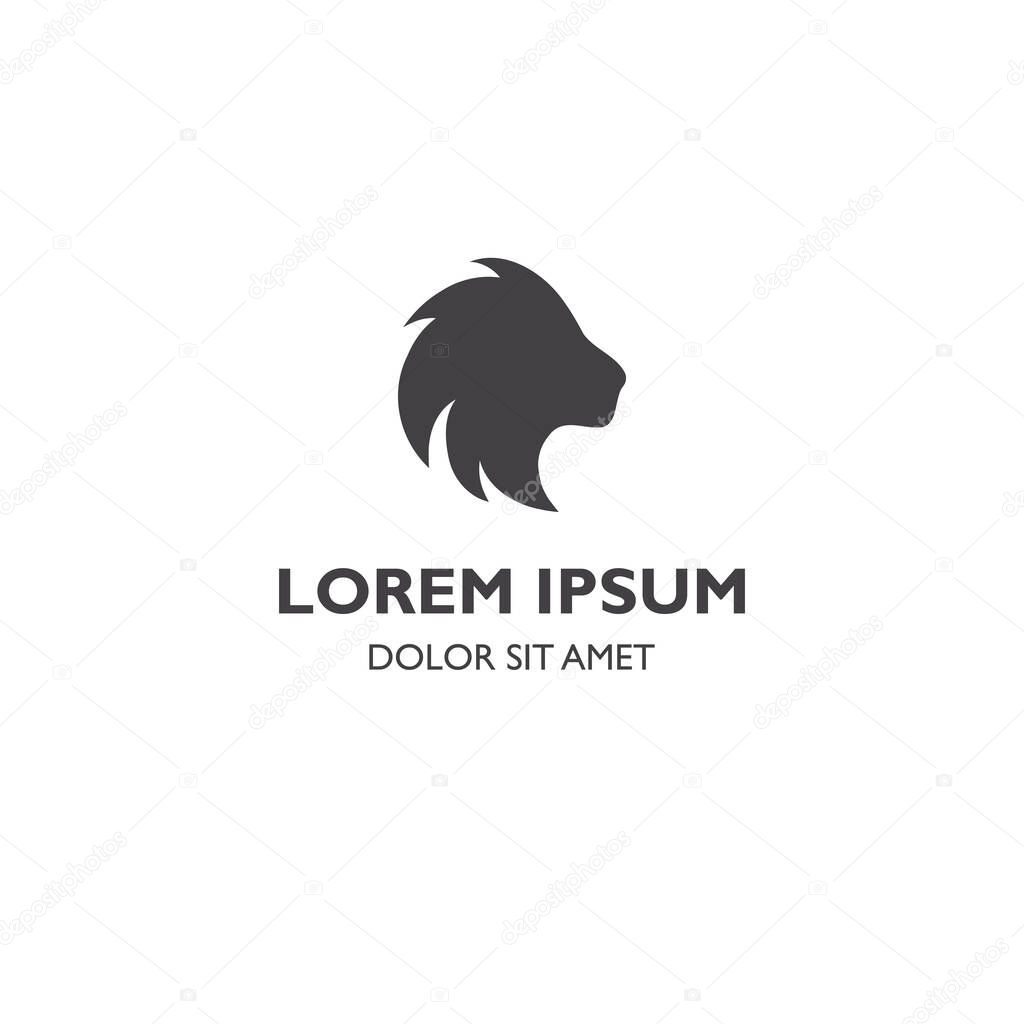 Lion head silhouette logo icon illustration