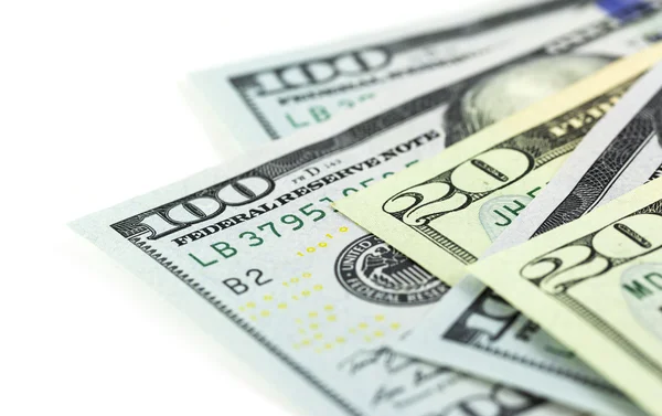 A part of US dollars on white background — Stock Photo, Image