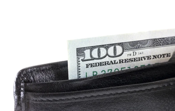 Closeup hundred dollars in wallet — Stock Photo, Image