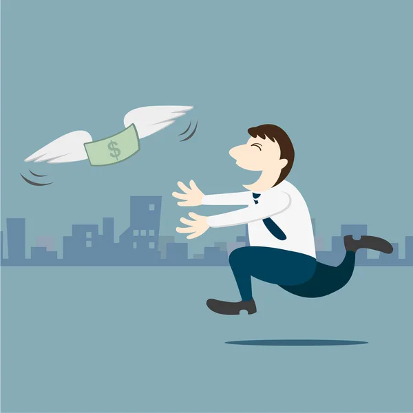 Homme d'affaires courir suivre l'argent — Image vectorielle