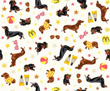 Kusursuz Desenli Dachshund Tatil Beyaz Arkaplan