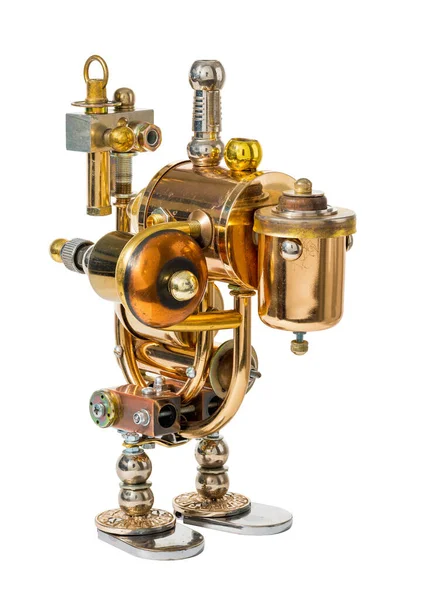 Steampunk Roboter Cyberpunk Stil Teile Aus Chrom Und Bronze Isoliert — Stockfoto