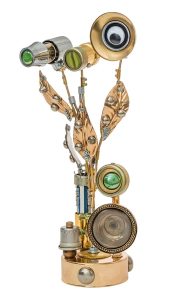 Steampunk Blumenspielzeug Teile Aus Stahl Chrom Und Bronze — Stockfoto