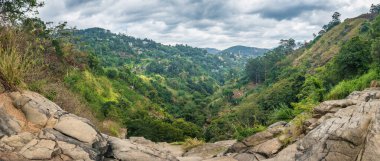 Beautiful mountain panorama of Ella Rock in Sri Lanka. Cloudy day.