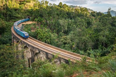 Train on the Nine Arch Bridge. Ella, Sri Lanka