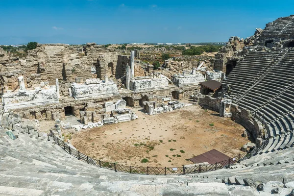Antiguo Anfiteatro Side Turquía Ruinas Antigua Ciudad — Foto de Stock