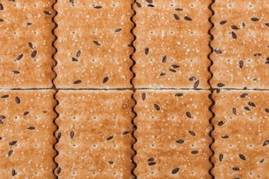 Kurabiye arka planı. Şekerli ve keten tohumlu bisküviler..