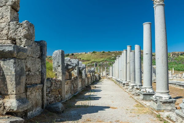 Las Ruinas Antigua Ciudad Perge Perge Una Antigua Ciudad Griega — Foto de Stock