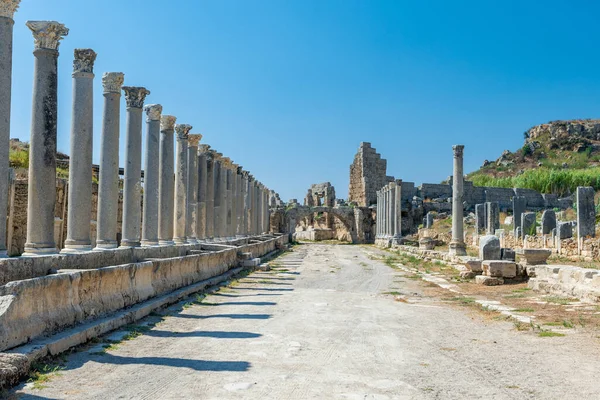 Ruínas Antiga Cidade Perge Perge Uma Antiga Cidade Grega Costa — Fotografia de Stock