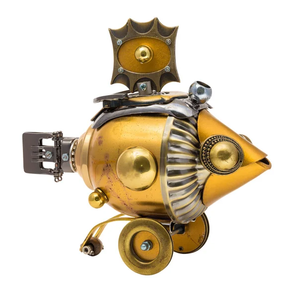Retro-Steampunk-Fisch. Teile aus Bronze und Chrom. — Stockfoto