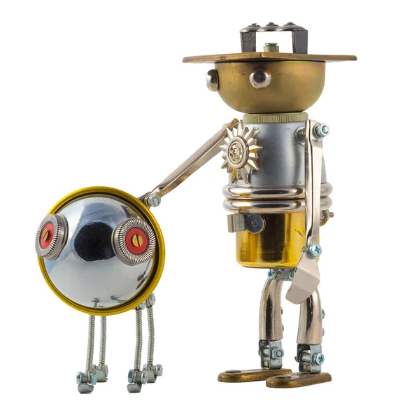Robô Steampunk com cachorro — Fotografia de Stock