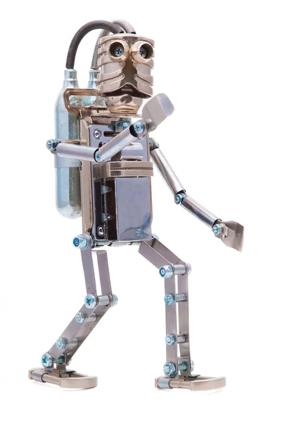 स्टीम्पंक रोबोट. सायबरपंक शैली. क्रोम आणि कांस्य भाग . — स्टॉक फोटो, इमेज