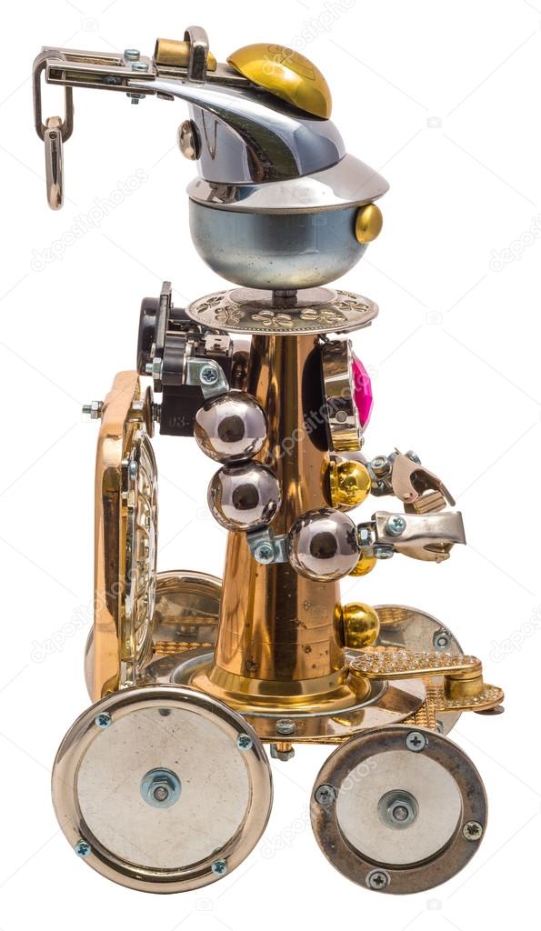 Steampunk robot isolated