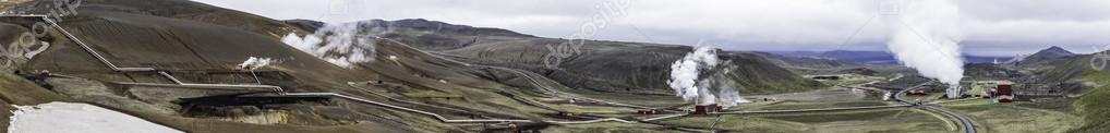 Panorama of Geothermal Power Station Complex, Krafla, Iceland