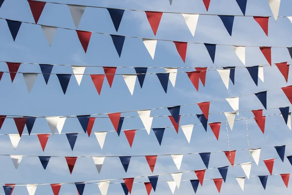 Red white and blue triangular bunting — Stock Photo, Image