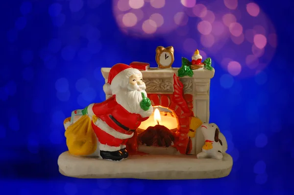 Noel Baba ile şömine — Stok fotoğraf