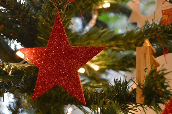 Estrella roja de Navidad — Foto de Stock