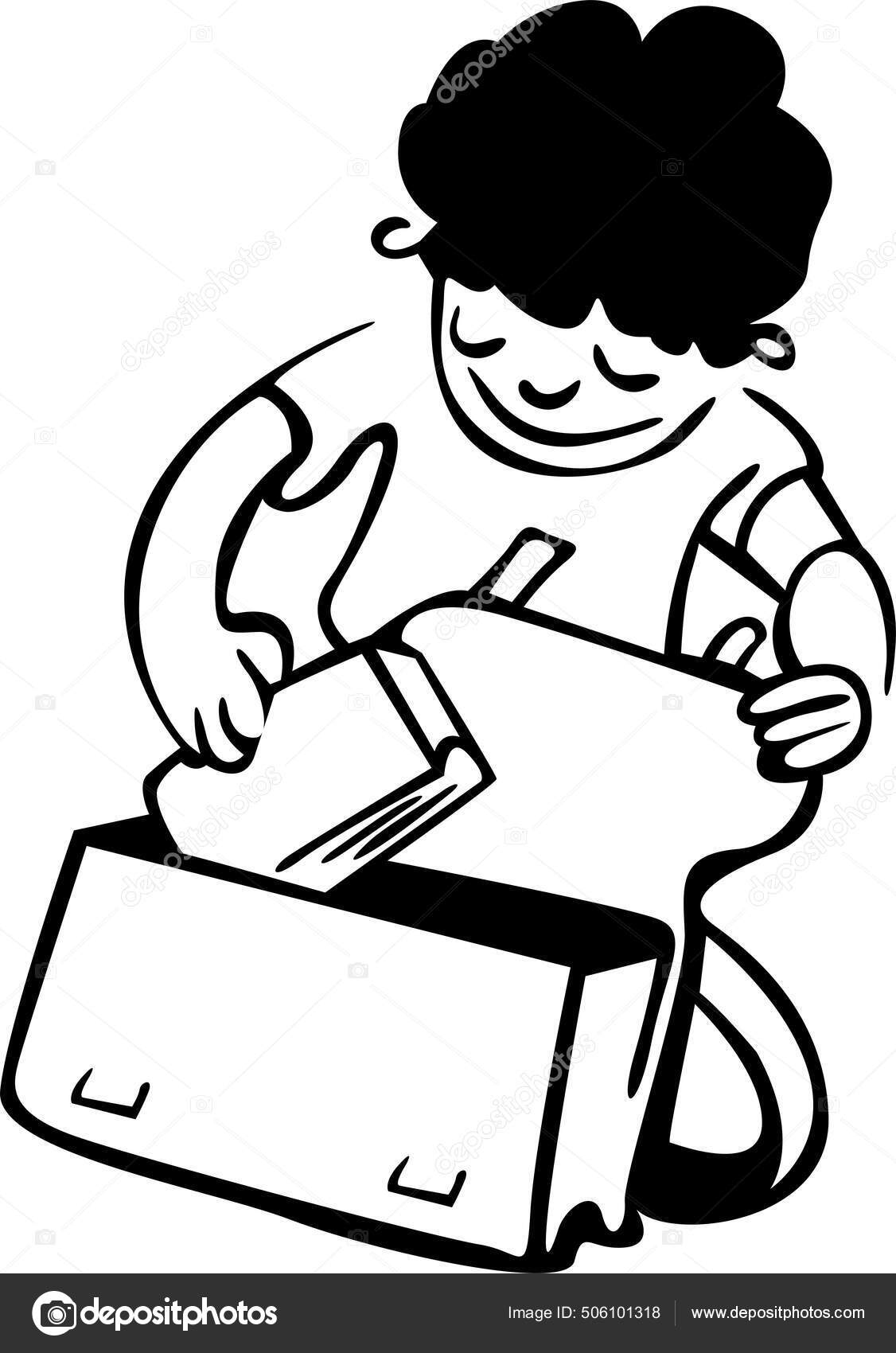 Moving Boxes Clipart Black And White School