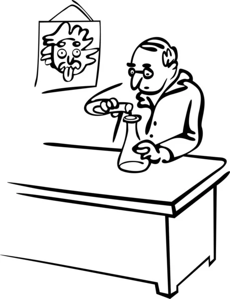 Sınıfta kimya dersi. Profesör kimyasal bir deney yapıyor.